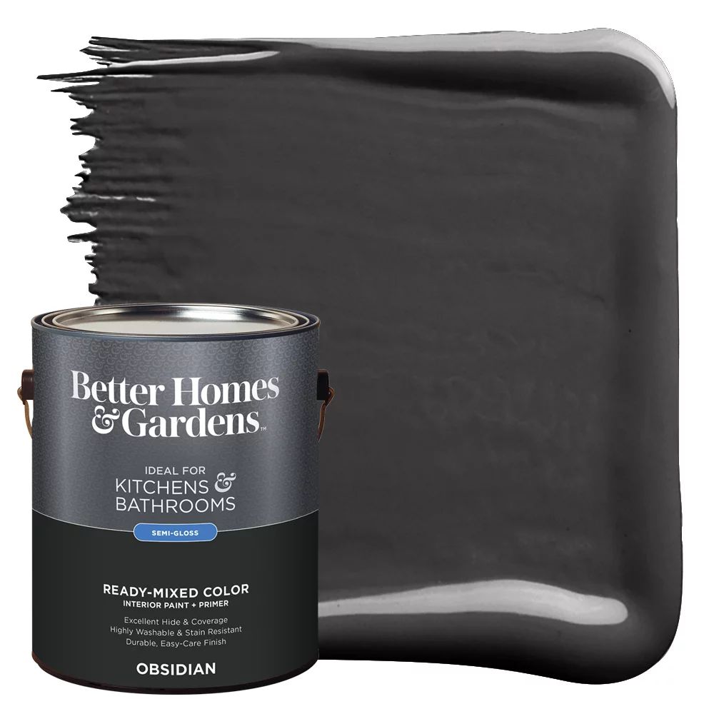Better Homes & Gardens Interior Paint and Primer, Obsidian / Black, 1 Gallon, Semi-Gloss - Walmar... | Walmart (US)
