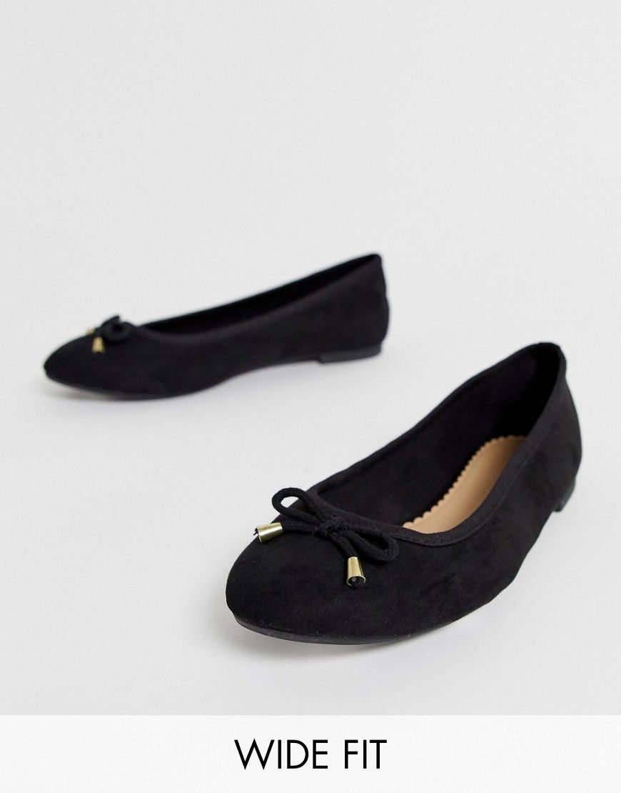 Simply Be extra wide fit alice ballerina flat shoe in black | ASOS UK