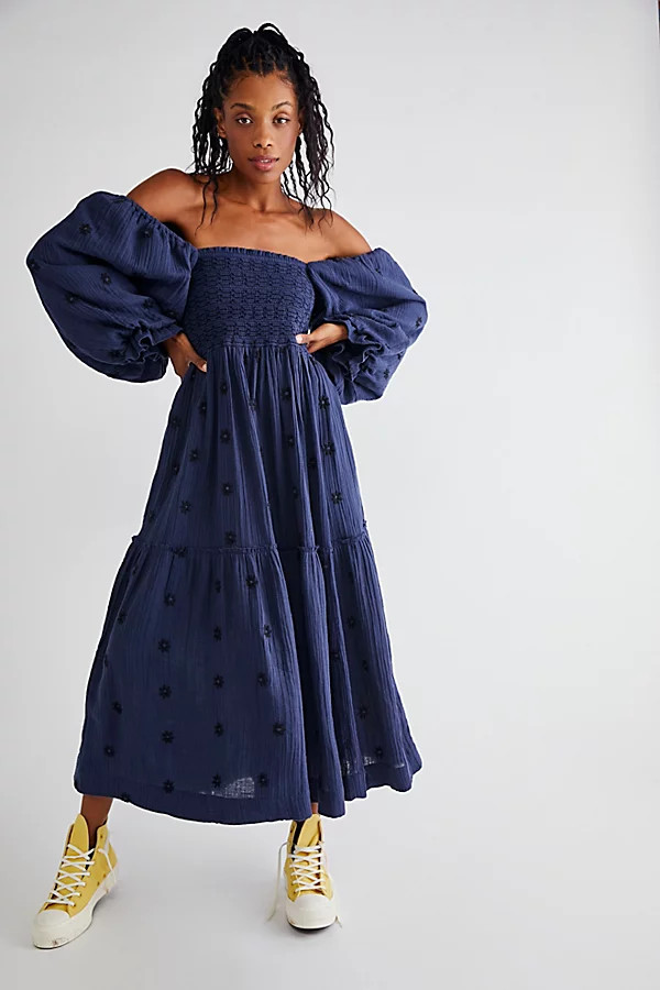 Dahlia Embroidered Maxi Dress by Free People, Indigo Combo, S | Free People (Global - UK&FR Excluded)