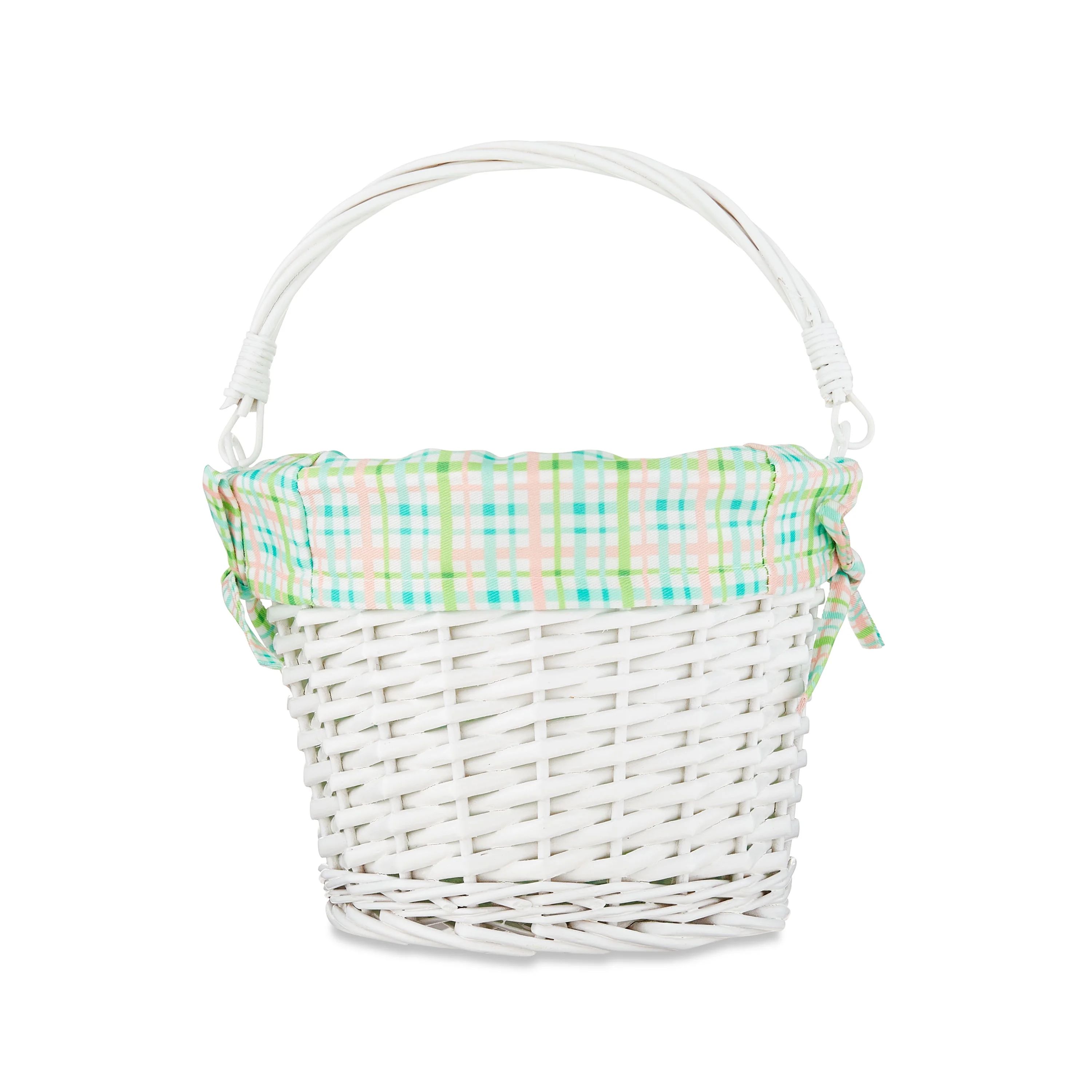 Easter Medium Round White Willow Easter Basket with Plaid Liner, by Way To Celebrate | Walmart (US)