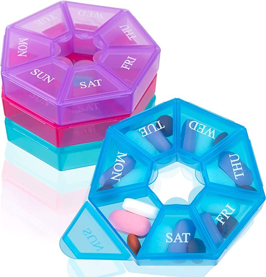4 pk Pill Box, Pill Organizer, Pill Case, Pill Container, Weekly Pill Organizer, Pill Holder, Pil... | Amazon (US)