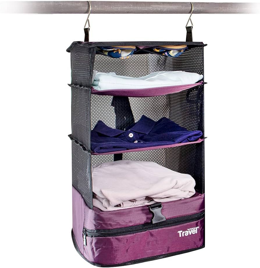 Stow-N-Go Portable Hanging Travel Shelves, Packing Organizer for Luggage. Carry on Closet with Ha... | Amazon (US)