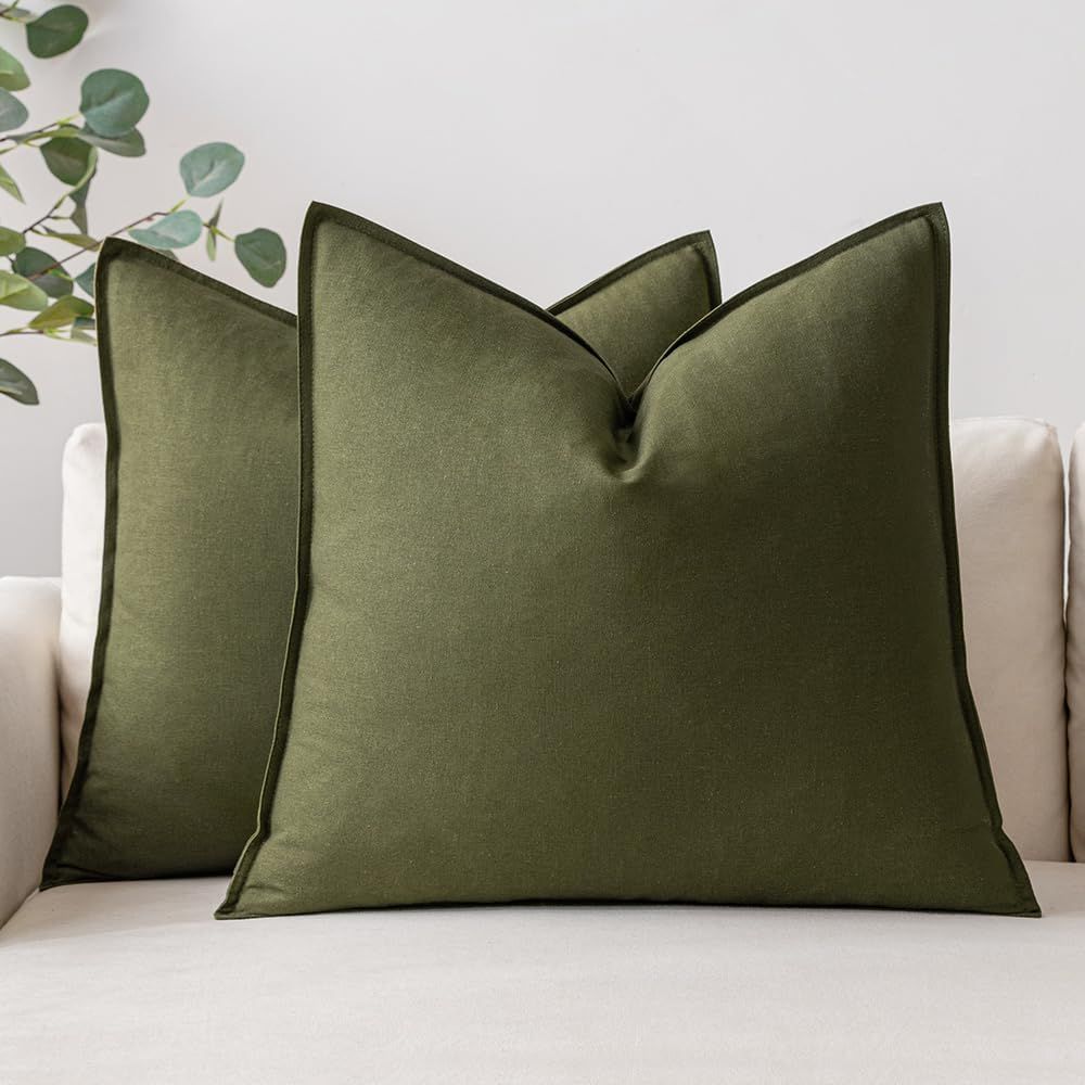 MIULEE Pack of 2 Olive Green Pillow Covers 18x18 Inch Decorative Couch Throw Pillow Covers Spring... | Amazon (US)
