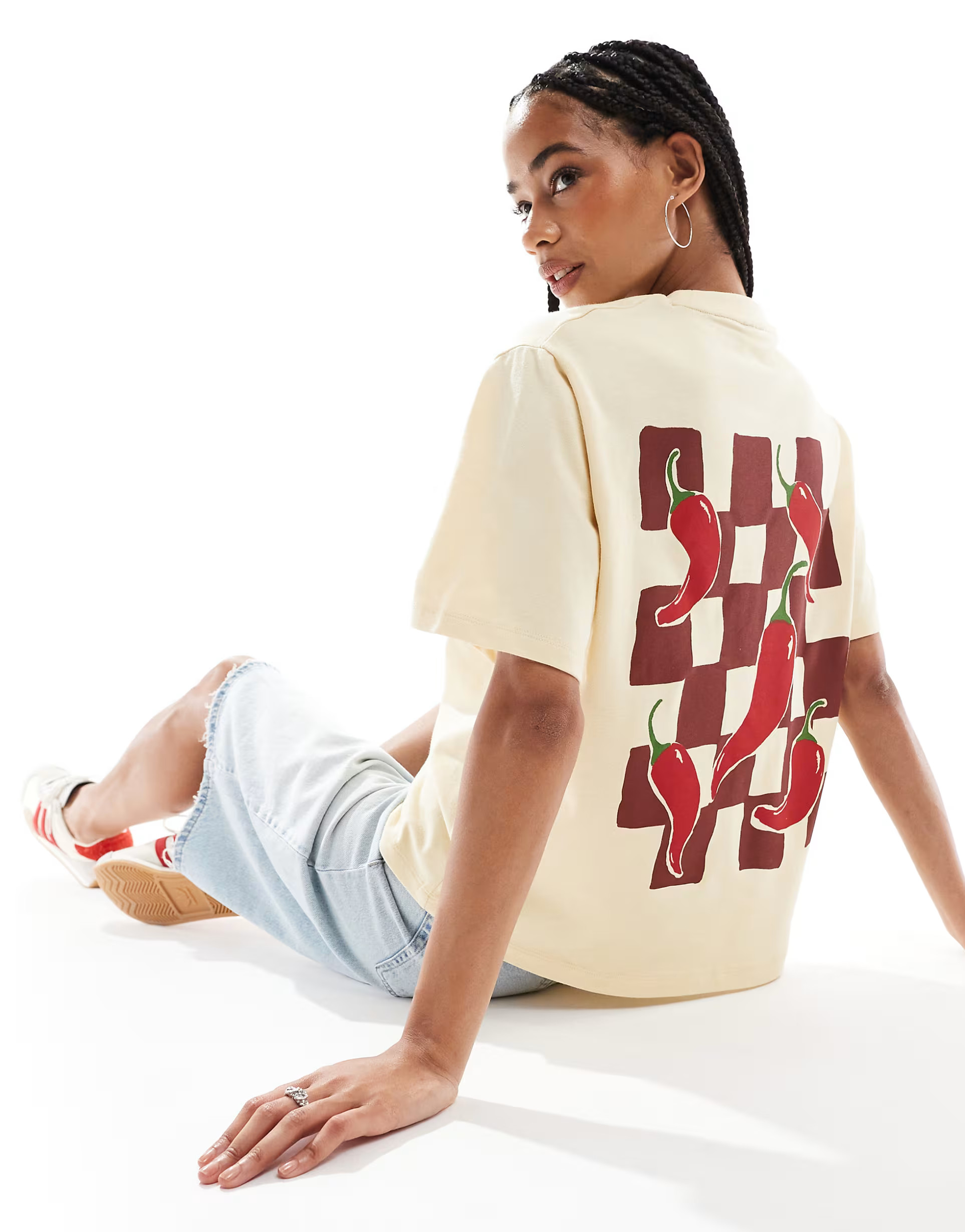 ASOS DESIGN oversized tee with chilli graphic in buttermilk | ASOS | ASOS (Global)