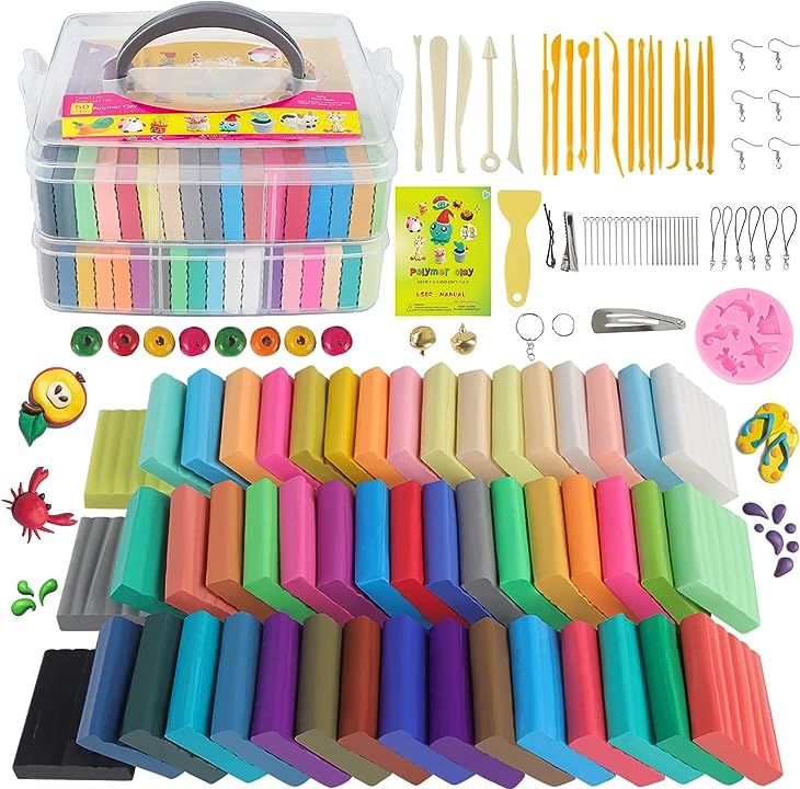 Polymer Clay Kits 50 Colors,Oven Bake Clay Modeling Clay, Safe and Non-Toxic DIY Colored Clay, Sculp | Amazon (US)