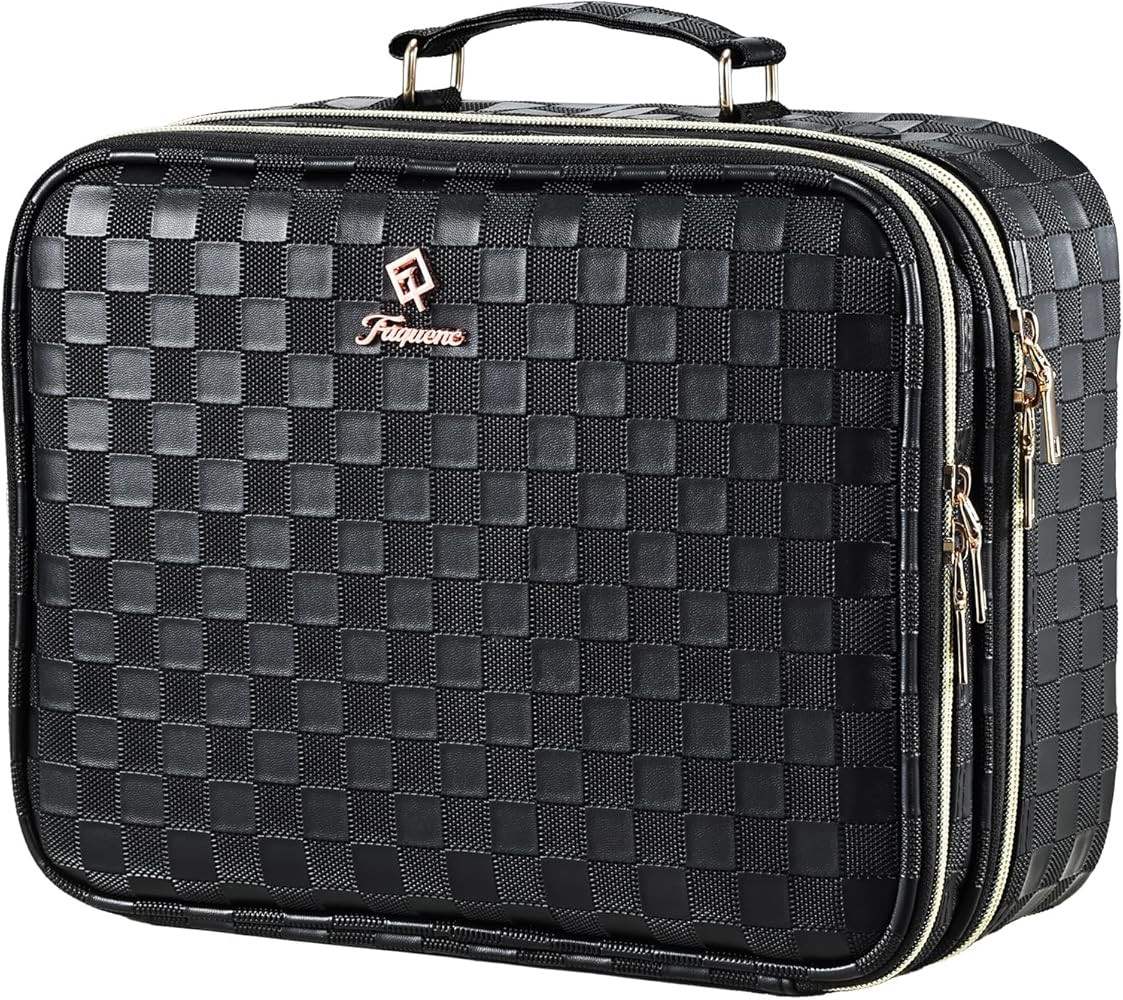 Makeup Bag with LED Lighted Mirror 12.2 IN Cosmetic Train Case Double Layer Makeup Case Adjustabl... | Amazon (US)