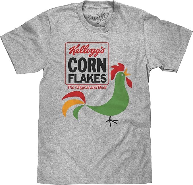 Tee Luv Men's Kellogg's Corn Flakes Cereal Rooster Shirt | Amazon (US)