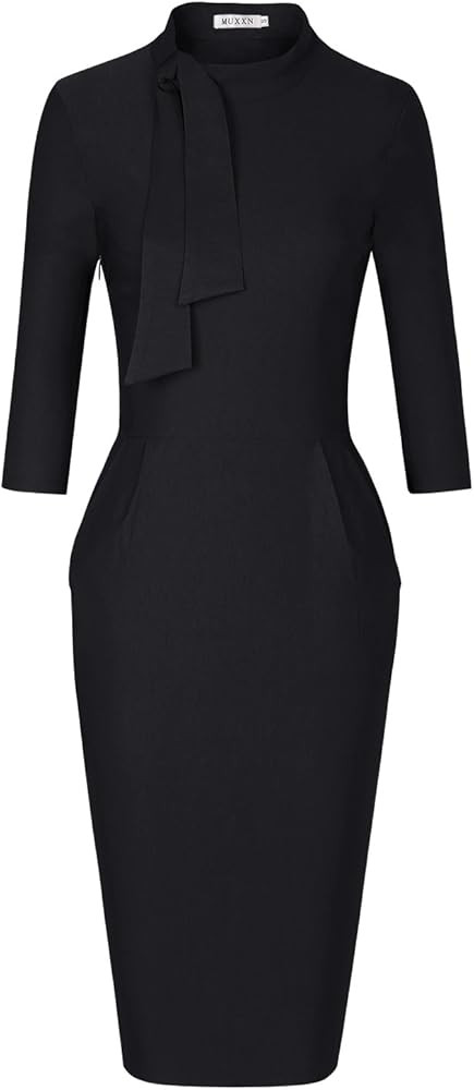 MUXXN Women's Classic Vintage Tie Neck Formal Cocktail Dress with Pocket | Amazon (US)