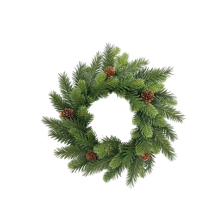 Cedar and Pinecones Mini Christmas Wreath, Green and Brown, 11", by Holiday Time - Walmart.com | Walmart (US)
