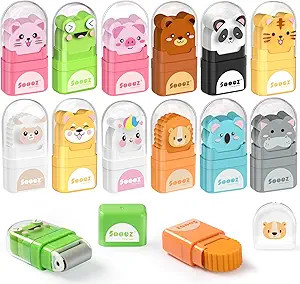 Sooez 12 Pack Pencil Erasers, Cute Animal Eraser with Clean up Roller and Cover, Latex-Free, Bulk... | Amazon (US)