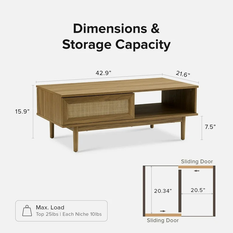 Mopio Haylee Coffee Table Oak, Brown | Walmart (US)
