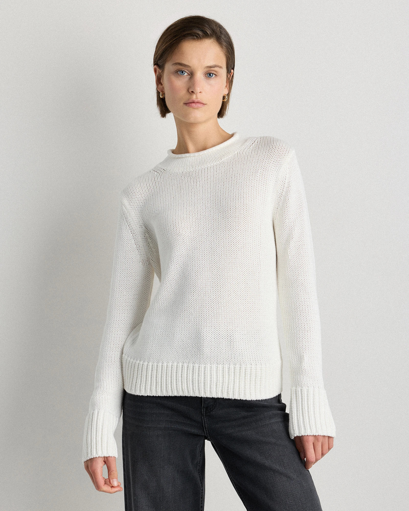 Quince | Women's Roll Neck Sweater in Navy, Size Medium, Organic Cotton | Quince