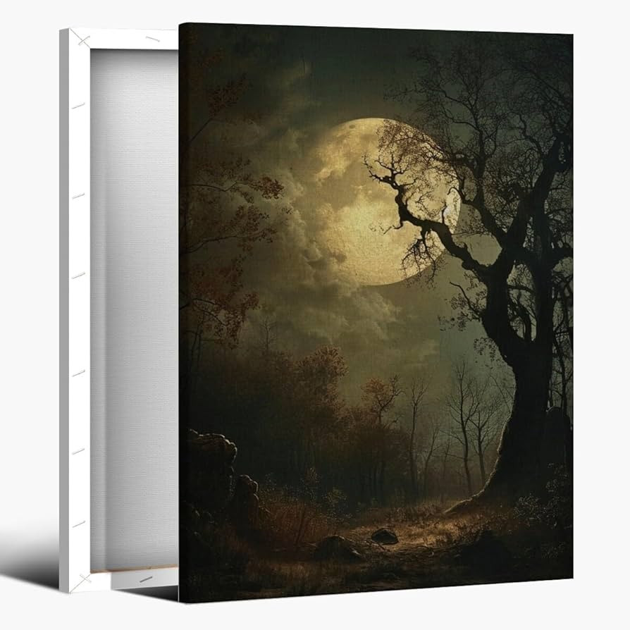 Victorian Painting Style Art Moody Forest with Full Moon halloween poster Bookish Cottagecore Wal... | Amazon (US)