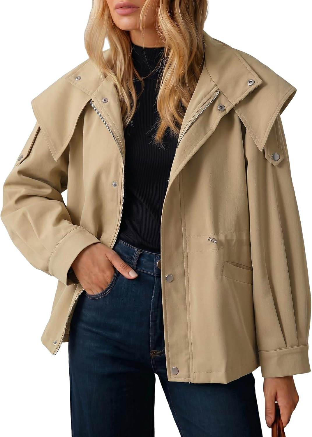 Dokotoo Women's Casual Drawstring Zip Trench Coat 2026 Outerwear Jacket | Amazon (US)