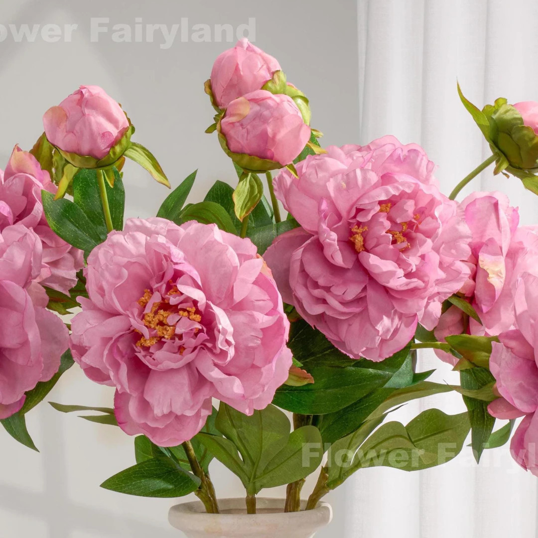 Faux Peony With Bud - Artificial Flower - Mauve Pink - Etsy | Etsy (US)