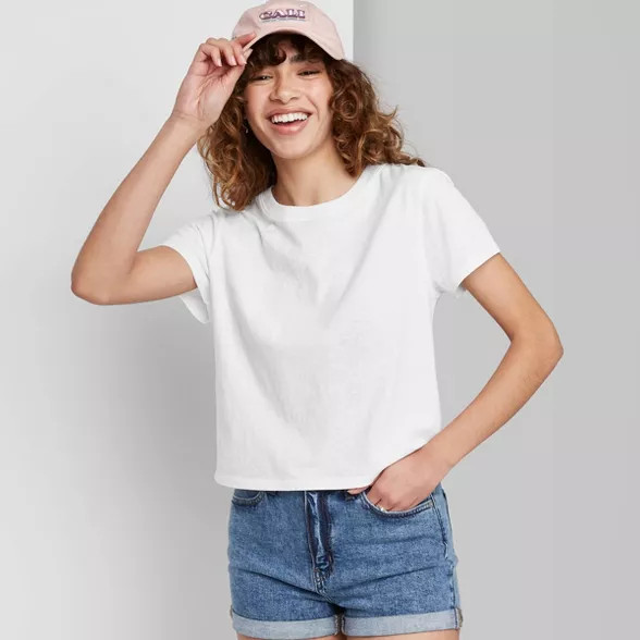Women's Short Sleeve Boxy Baby T-Shirt - Wild Fable™ | Target