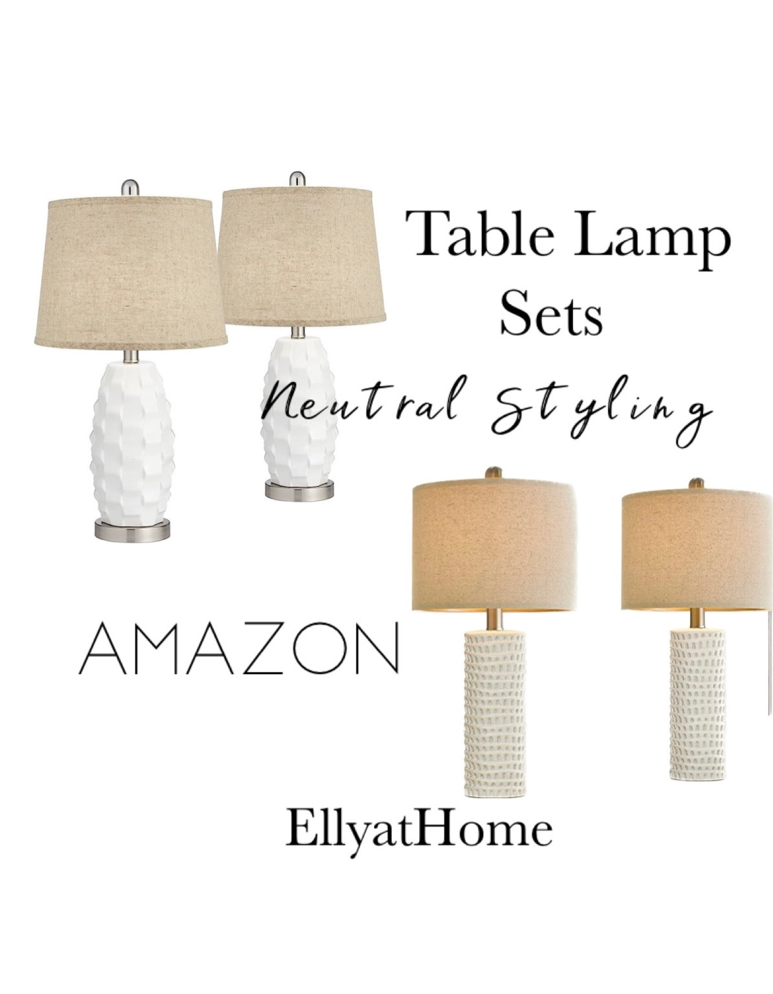 Neutral styling table lamp sets at Amazon. Living room, bedroom, dining room. Light fixture, interior lighting. Home decor accessories. Coastal, neutral, classic, modern organic, modern traditional home style. Sales, free shipping. 


#LTKsalealert #LTKunder100 #LTKhome