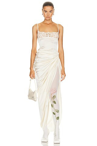 JACQUEMUS La Saudade Longue Brodee Dress in Off White - White. Size 40 (also in ). | FWRD 