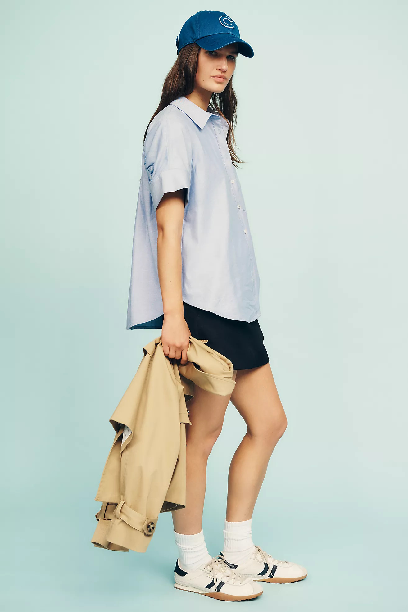 Maeve Short-Sleeve Yoke Shirt | Anthropologie (US)