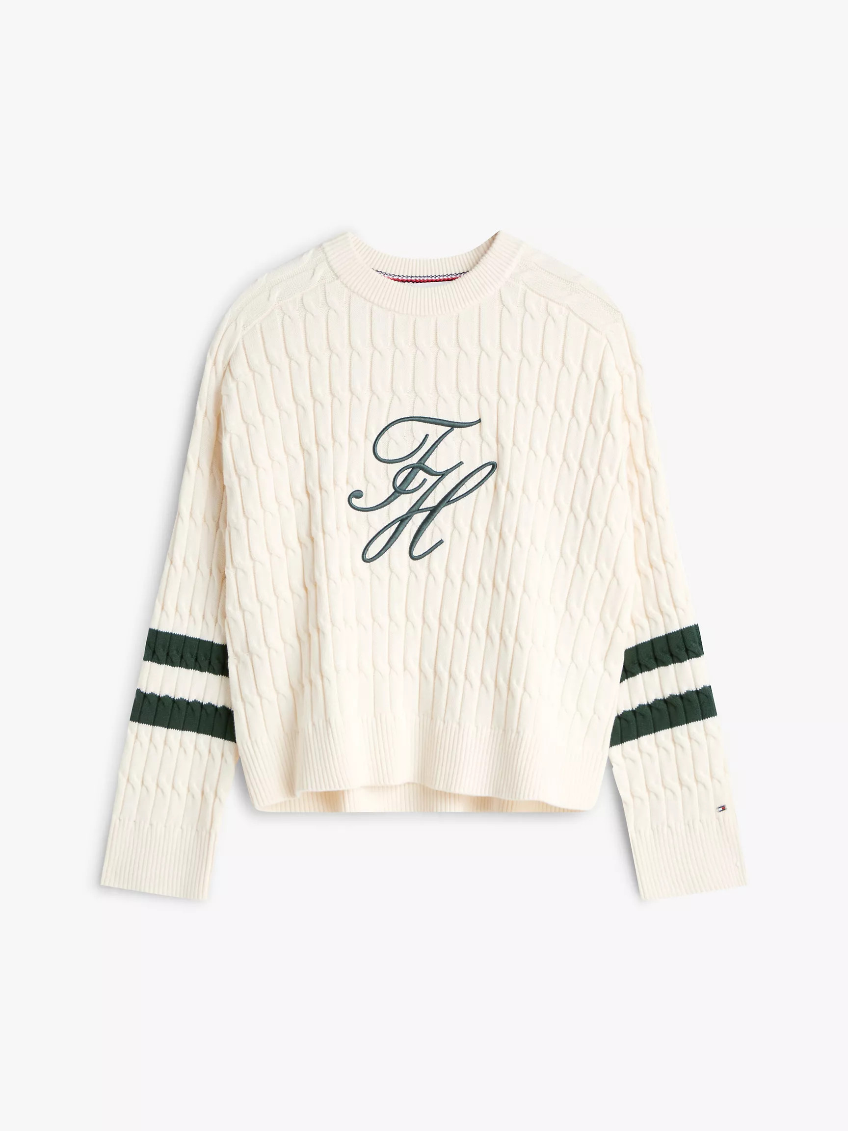 Embroidered Logo Cable Knit Sweater | Tommy Hilfiger | Tommy Hilfiger (US)