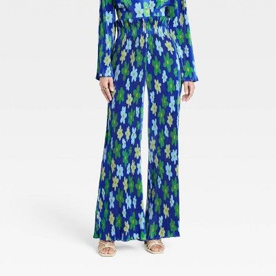 Black History Month Target x Sammy B Women's Wide Leg Pleated Trousers - Blue Floral | Target