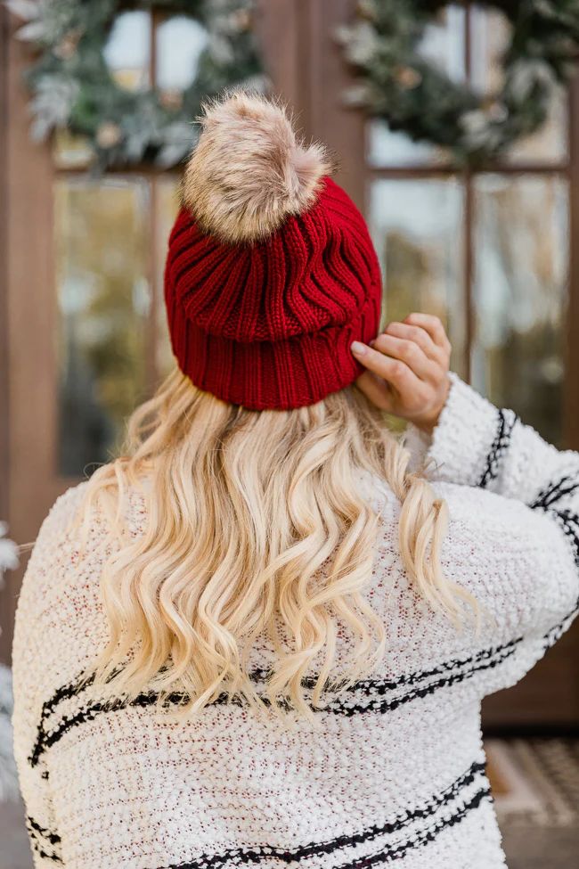 No Guarantees Red Beanie | The Pink Lily Boutique