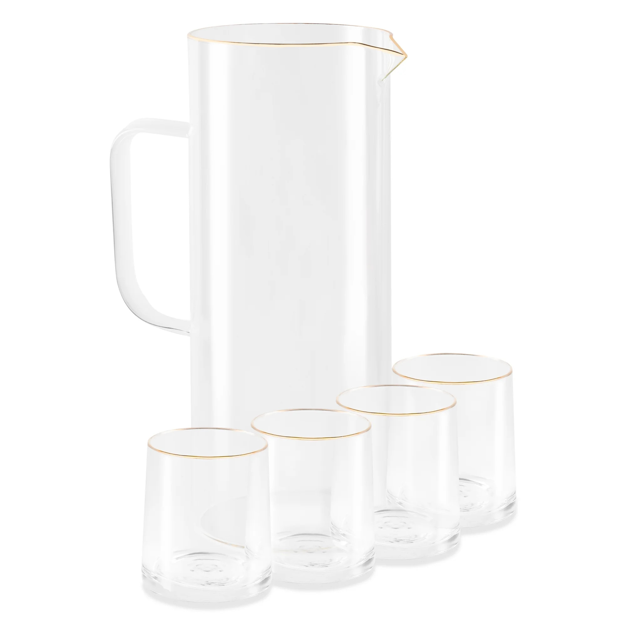 Thyme & Table 5-Piece Gold Rim Pitcher and 9oz Drinking Glass Set - Walmart.com | Walmart (US)