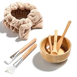 JPNK New Facial Mask Bowl Set, New DIY 6Pack DIY Clay Mask Mixing Kit (Brown) | Amazon (US)