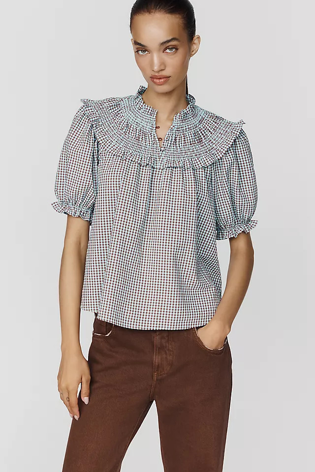 Ruffled Puff-Sleeve Blouse | Anthropologie (US)