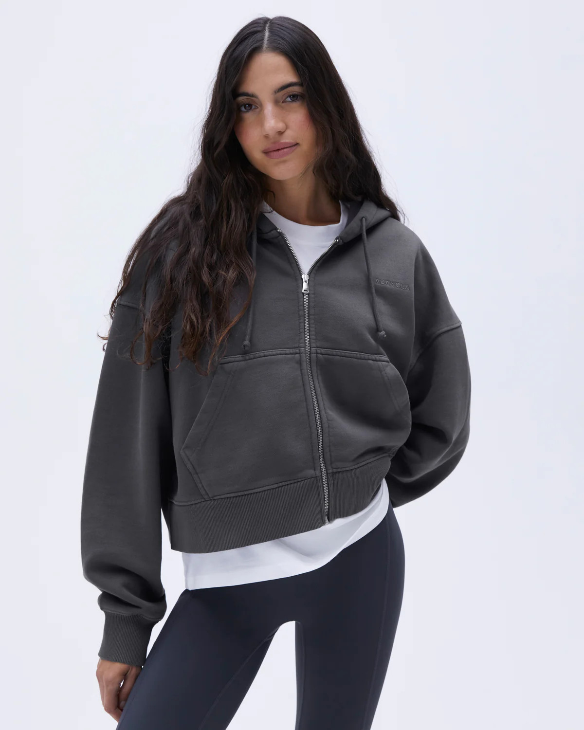 Boxy Full Zip Hoodie - Charcoal Grey | Adanola UK