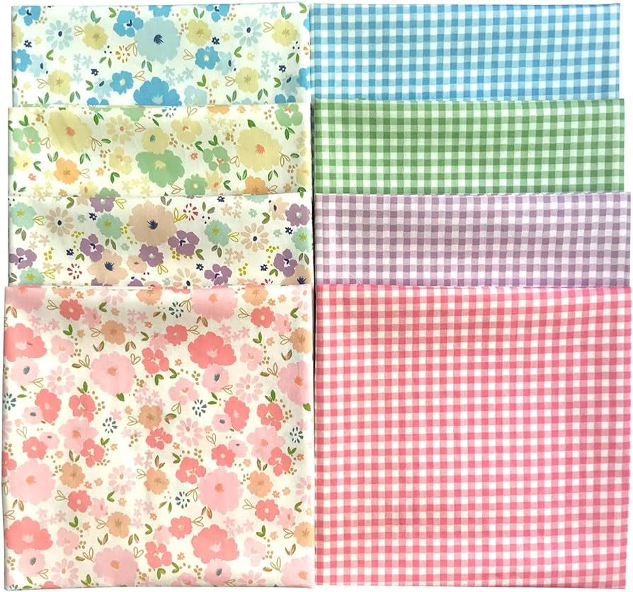 Mililanyo 8pcs 18x22inches (46x56cm) Cotton Fabric Floral Pre-Cut Quilt Squares Fat Quarters Fabr... | Amazon (US)
