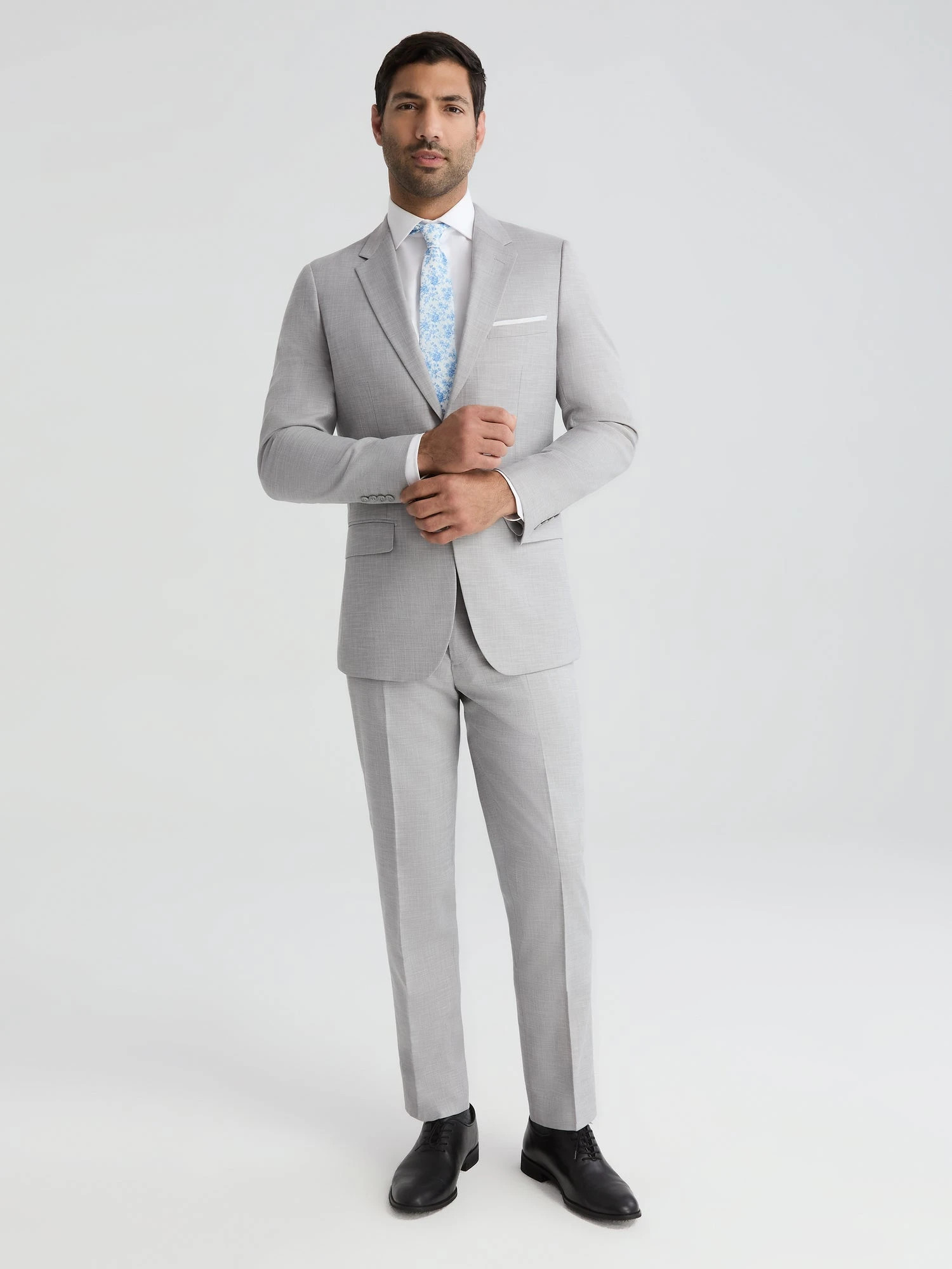 Men\u2019s Linen-Look Silver Suit | Light Grey Suit | Wedding Suit | SuitShop | SuitShop