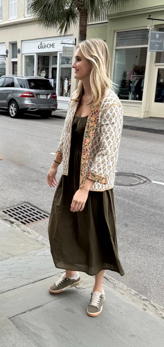 Quilted Jacket Caramel Cranberry | Madison Mathews