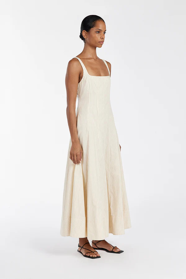 RILEY CREAM STRIPE MIDI DRESS | DISSH