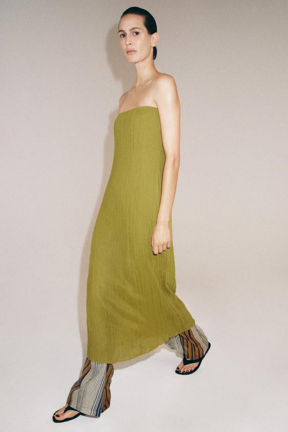 STRAPLESS TEXTURED DRESS | Zara US