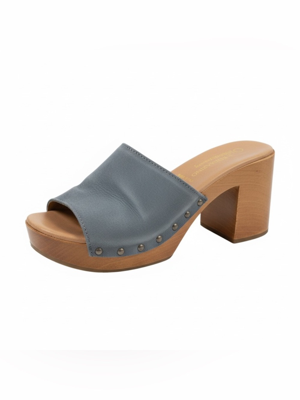 Nwt Verderosmarino Italian Leather Studded Clog Mules Wooden Platform Heel | Poshmark