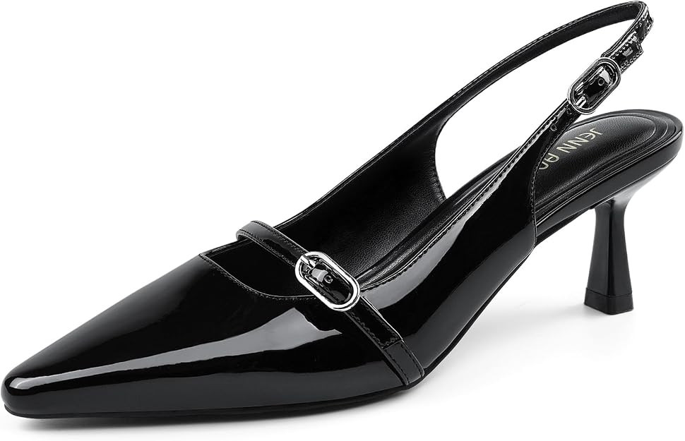 JENN ARDOR Slingback Low Kitten Heels for Women Dress Shoes Pointed Closed Toe Stiletto Sandals B... | Amazon (US)