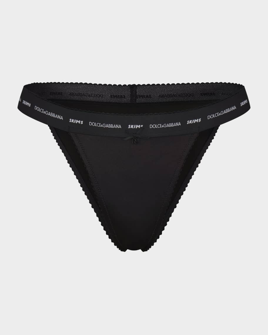 Dolce&Gabbana x SKIMS Stretch Satin Thong | Neiman Marcus