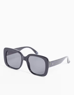 ASOS DESIGN recycled frame oversized 70s square sunglasses in shiny black | ASOS (Global)