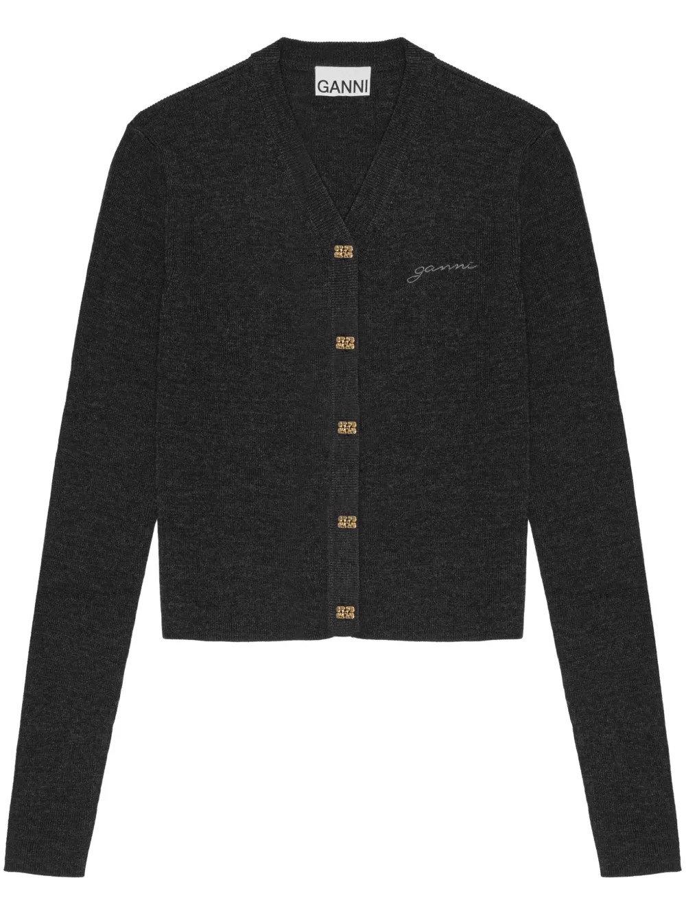 GANNI logo-embroidered Cardigan | Black | FARFETCH CA | Farfetch Global