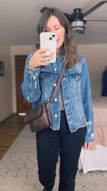 Wearing a medium in the tee, small in the denim jacket, and a size down in my jeans. My jeans are from madewell last year and sold out in this wash. I linked this year’s washes in the same style (perfect vintage straight jean). 

Stay true to size if you want a looser fit and go down one for a more true to size fit. The most comfortable jeans I’ve ever worn!



#LTKfindsunder100 #LTKSeasonal #LTKstyletip