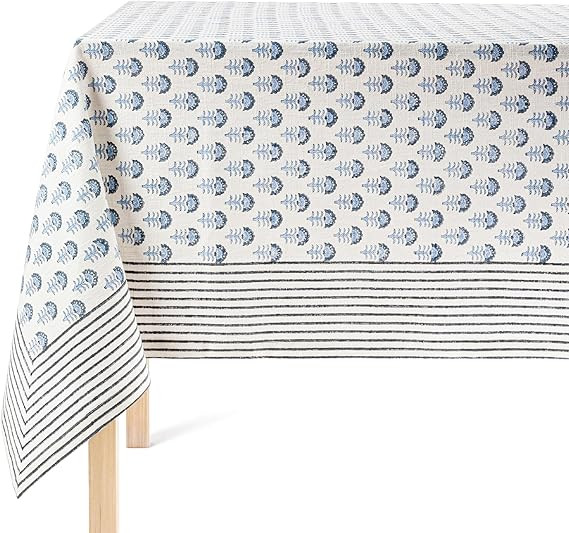 over&back Hand-Screened Tablecloth - Dining Table Cover - Each Tablecloth is Unique - 100% Cotton... | Amazon (US)