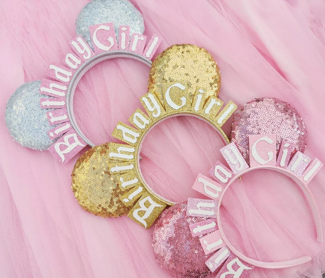 Sequin Birthday Girl Ears - Birthday Mickey Ears Headband - Minnie Mouse Ears LubyandLola - Disne... | Etsy (US)