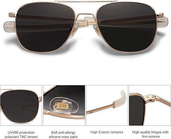 SOJOS Small Polarized Aviator Sunglasses for Men Women Classic Double Bridge Square Aviators SJ11... | Amazon (US)