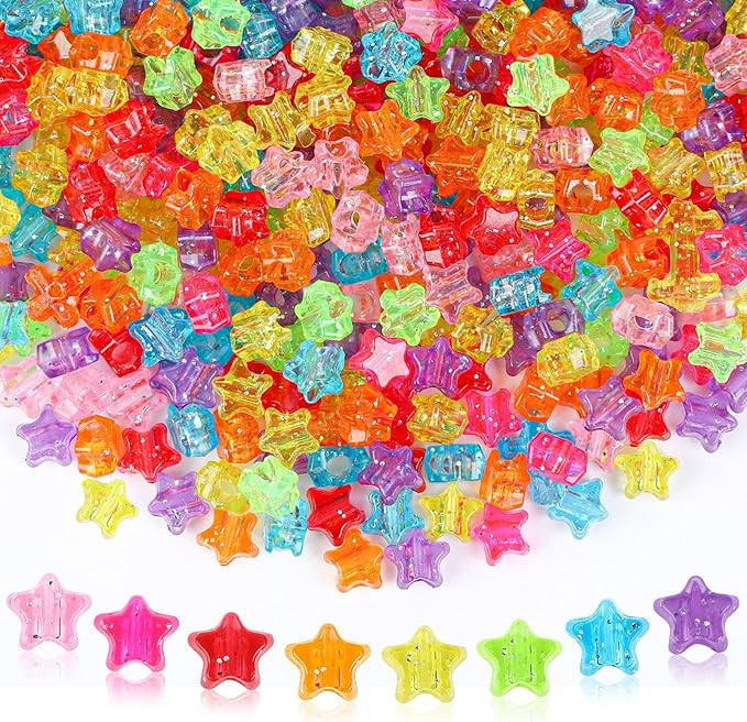 UPINS 1200Pcs Rainbow Star Pony Beads for Jewelry Making Bracelets | Amazon (US)