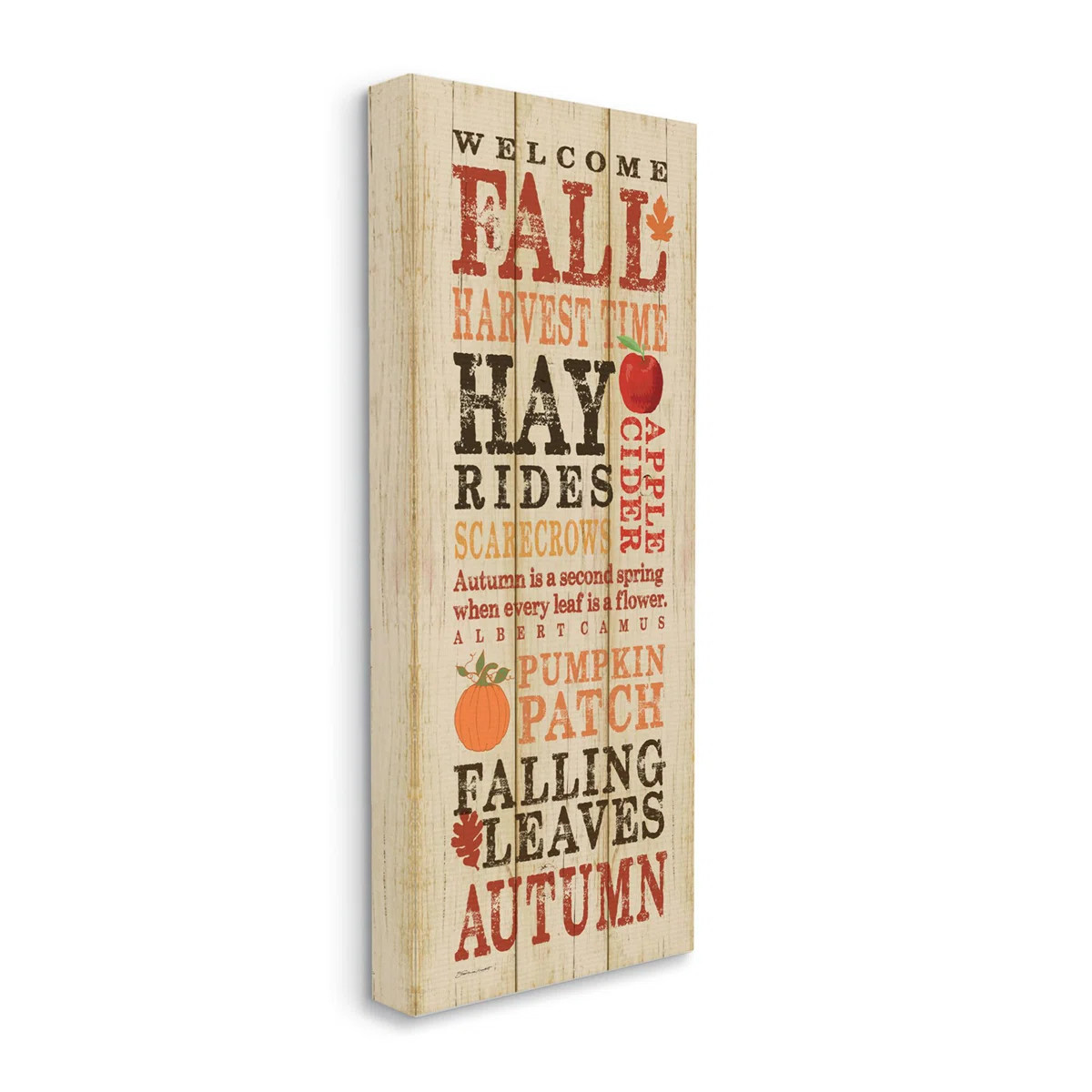 " Welcome Fall Autumn Wood Texture Seasonal Word Design " by Stephanie Workman Marrott | Wayfair North America