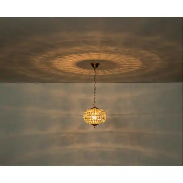 Retro French 4/5-Light Antique Brass Globe Crystal Chandelier for Living/Dining Room - 1-Light W1... | Bed Bath & Beyond