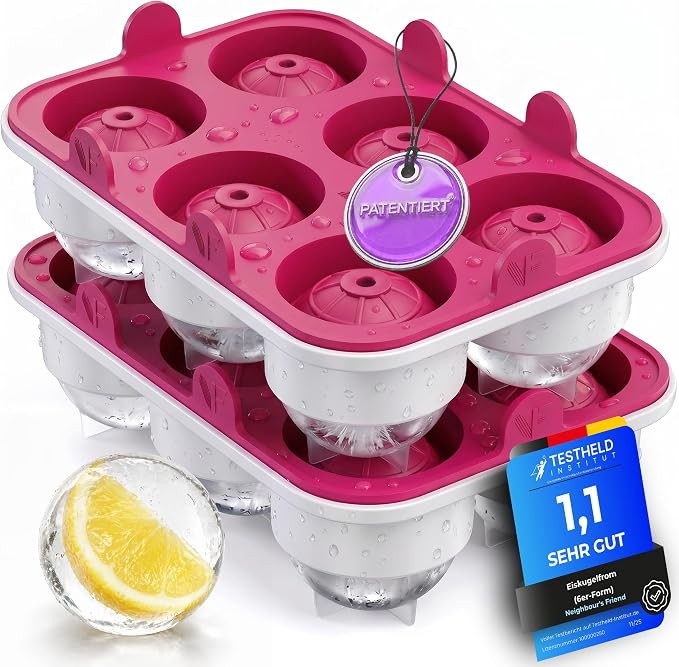 Pinke XXL Eiskugelform 2er Set – Stylische Eiswürfelformen aus Platin Silikon für Cocktails, ... | Amazon (DE)
