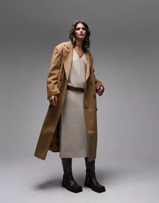 Topshop smart oversized longline coat in camel | ASOS | ASOS (Global)