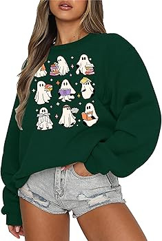 Halloween Ghost Reading Books Sweatshirts Women Spooky Season Sweater Cute Bookish Shirt Fall Pul... | Amazon (US)